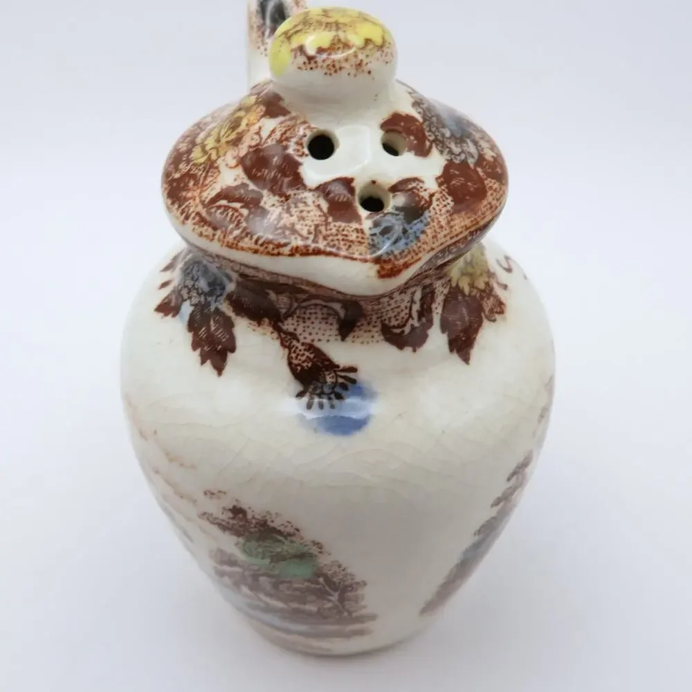 Vintage NASCO Mountain Woodland Salt Pepper Shakers Caddy Transferware Japan